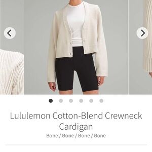Lululemon Bone Cotton-Blend Crewneck Cardigan